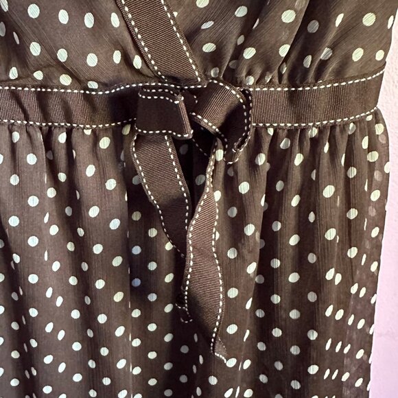 motherhood maternity brown polkadot sleeveless v neck midi dress - Picture 3 of 4